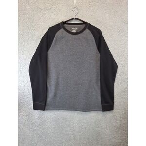 Exertek Mens Long Sleeve Shirt Gray Black Crew Neck Activewear Size M Casual